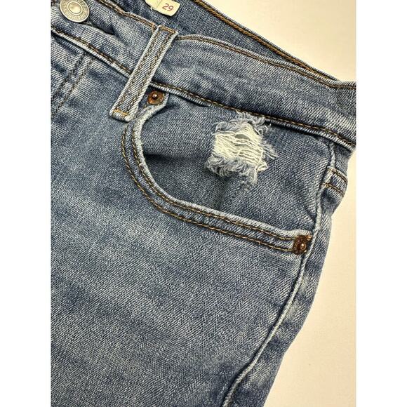 Levi's Wedgie Straight Size 29 High-Rise Cropped Distressed Button Fly Jeans - Picture 10 of 12